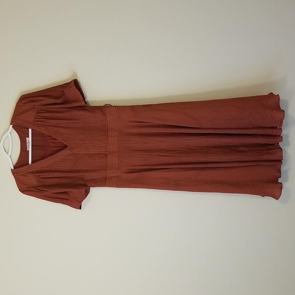 Anthropologie Current Air Los Angeles Burnt Orange Striped Dress